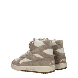 Beigefarbene High-Top-Sneaker aus Leder