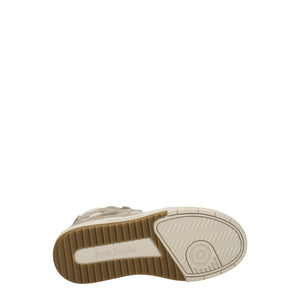 Beigefarbene High-Top-Sneaker aus Leder
