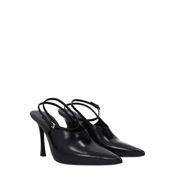 Schwarze Leder-Pumps