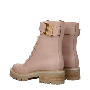 Beige Lederstiefeletten