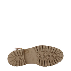 Beige Lederstiefeletten