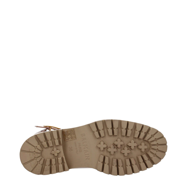 Beige Lederstiefeletten