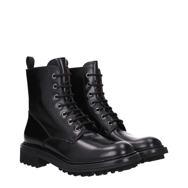Schwarze Lederstiefeletten