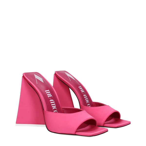 Rosa Stoff-Plateau-Sandalen