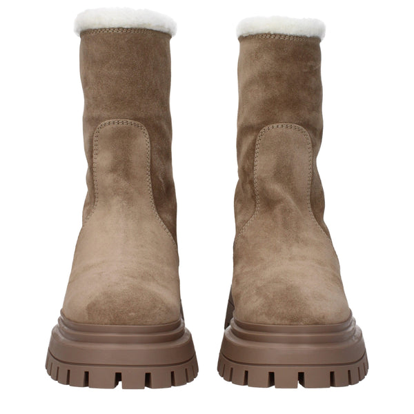 Beige Lederstiefeletten