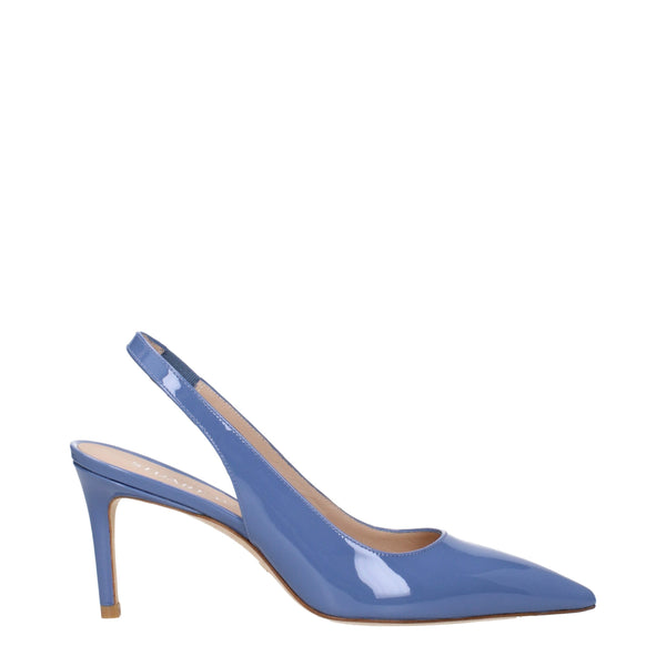 Hellblaue Lederpumps mit hohem Absatz
