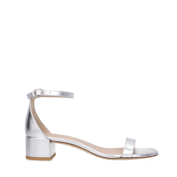 Graue Leder-Flachsandalen