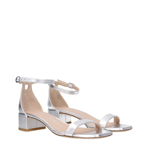 Graue Leder-Flachsandalen