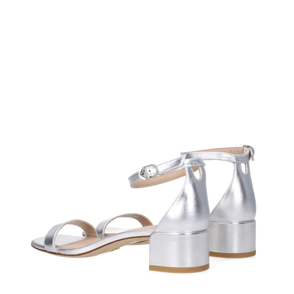 Graue Leder-Flachsandalen