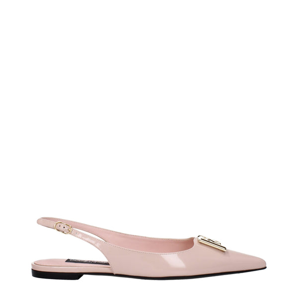 Rosa Leder-Ballett-Flats