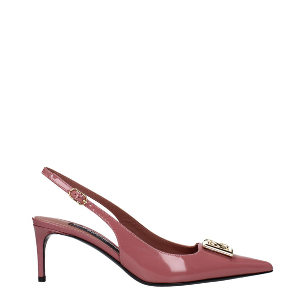 Rosa Leder Pumps mit hohem Absatz