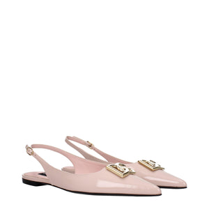 Rosa Leder-Ballett-Flats