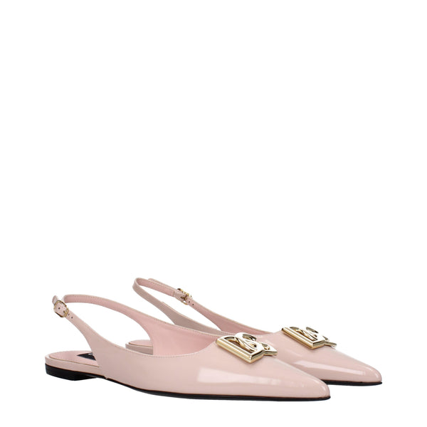 Rosa Leder-Ballett-Flats