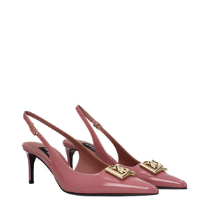 Rosa Leder Pumps mit hohem Absatz