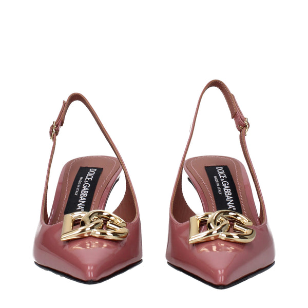 Rosa Leder Pumps mit hohem Absatz