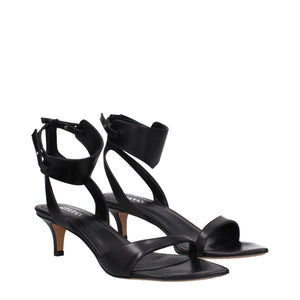 Schwarze Ledersandalen