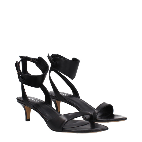 Schwarze Ledersandalen