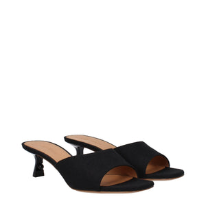 Schwarze Leinen-Sandalen
