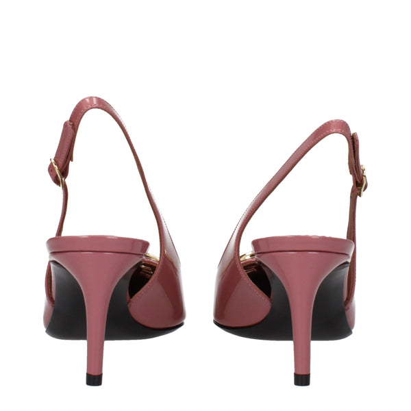 Rosa Leder Pumps mit hohem Absatz