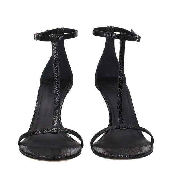 Schwarze Leder-Stilettos
