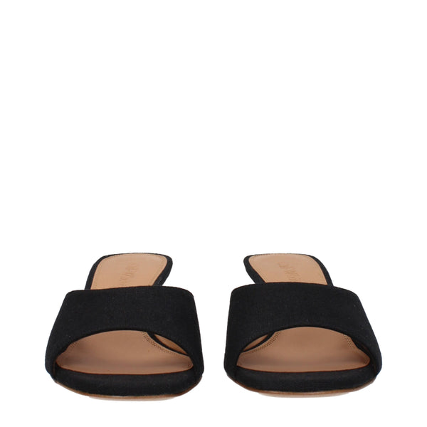 Schwarze Leinen-Sandalen