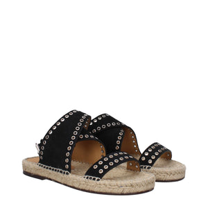 Schwarze Leder-Flachsandalen