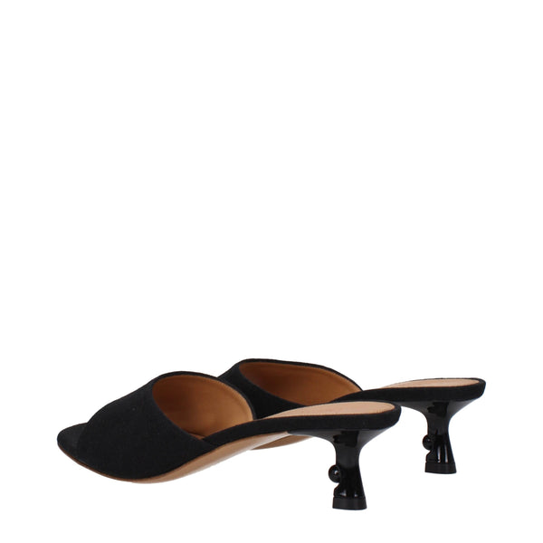 Schwarze Leinen-Sandalen