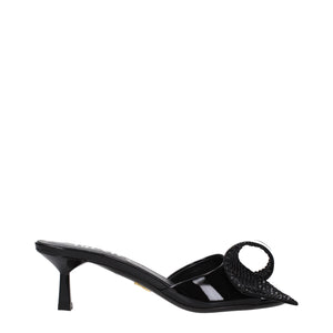 Schwarze Ledersandalen
