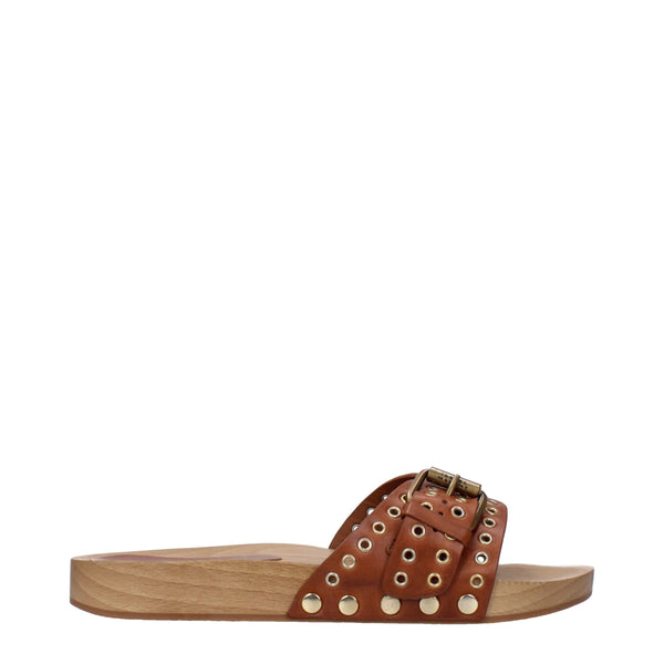 Braune Leder-Hausschuhe
