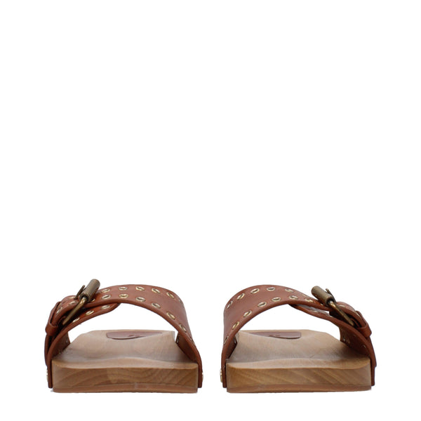 Braune Leder-Hausschuhe