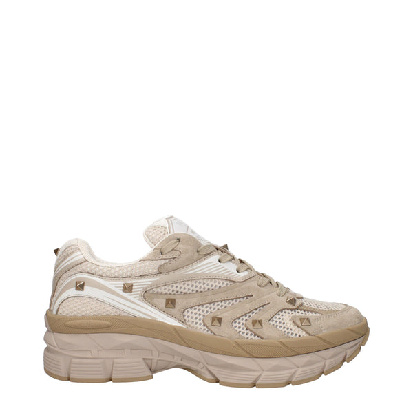 Beigefarbene Stoff-Sneaker mit niedrigem Schaft