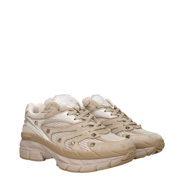 Beigefarbene Stoff-Sneaker mit niedrigem Schaft
