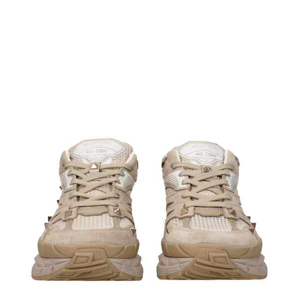 Beigefarbene Stoff-Sneaker mit niedrigem Schaft