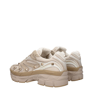 Beigefarbene Stoff-Sneaker mit niedrigem Schaft