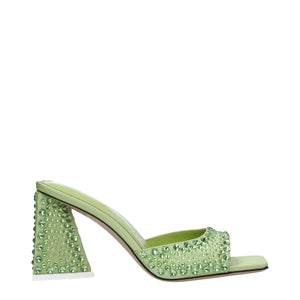 Grüne Satin-Stilettosandalen