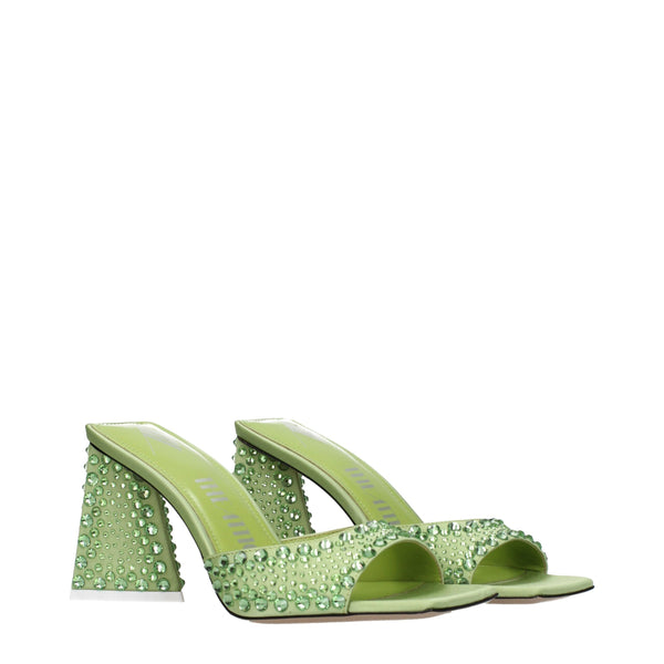 Grüne Satin-Stilettosandalen
