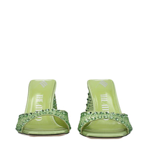 Grüne Satin-Stilettosandalen