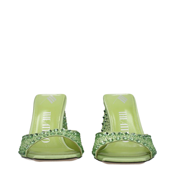 Grüne Satin-Stilettosandalen