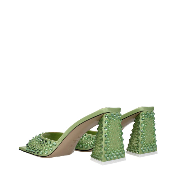 Grüne Satin-Stilettosandalen