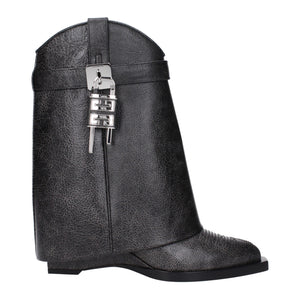 Schwarze Lederstiefeletten