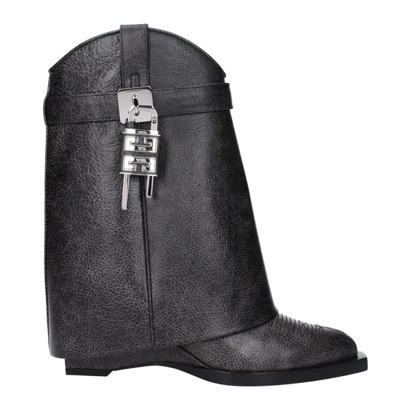 Schwarze Lederstiefeletten