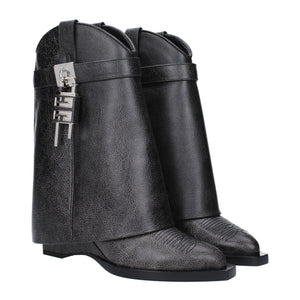 Schwarze Lederstiefeletten