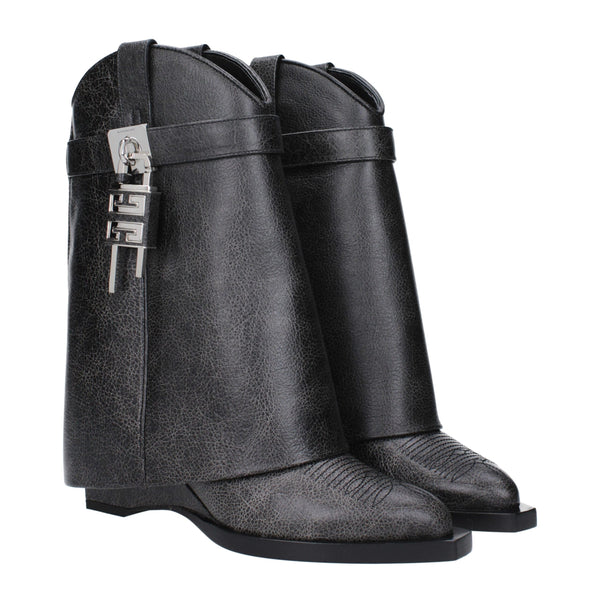 Schwarze Lederstiefeletten