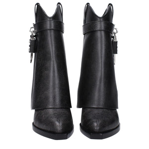 Schwarze Lederstiefeletten