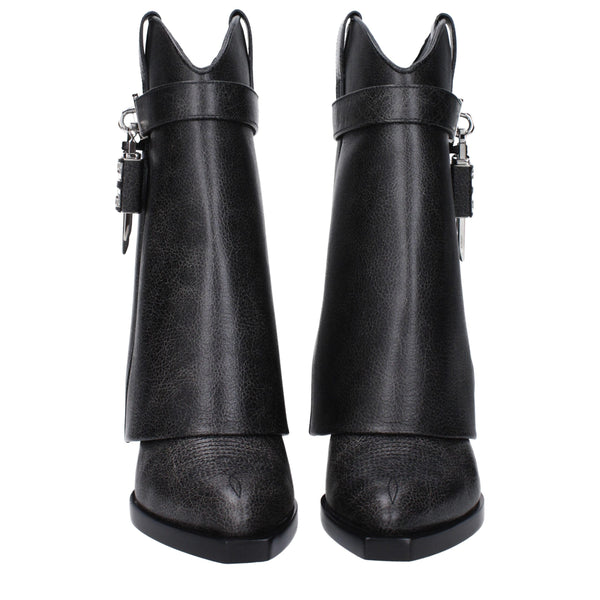 Schwarze Lederstiefeletten