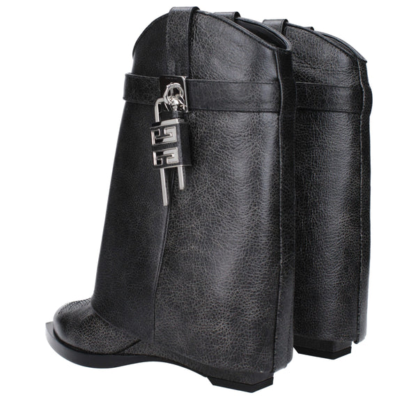 Schwarze Lederstiefeletten
