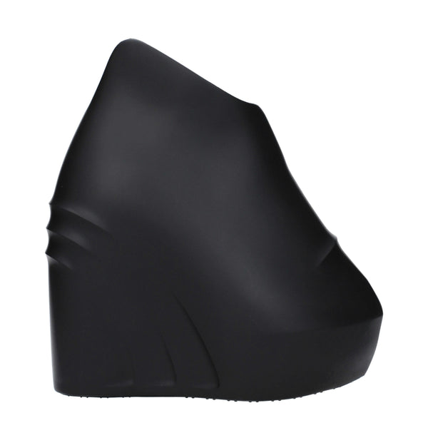 Schwarze Baumwoll-Keilsandalen