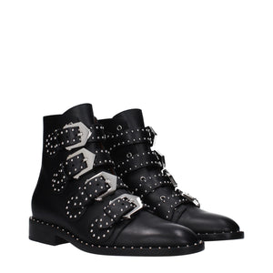 Schwarze Lederstiefeletten