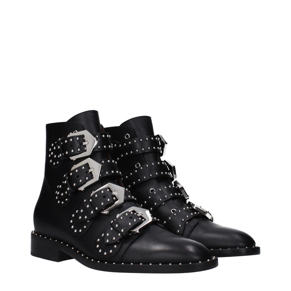 Schwarze Lederstiefeletten