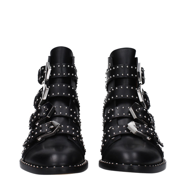Schwarze Lederstiefeletten